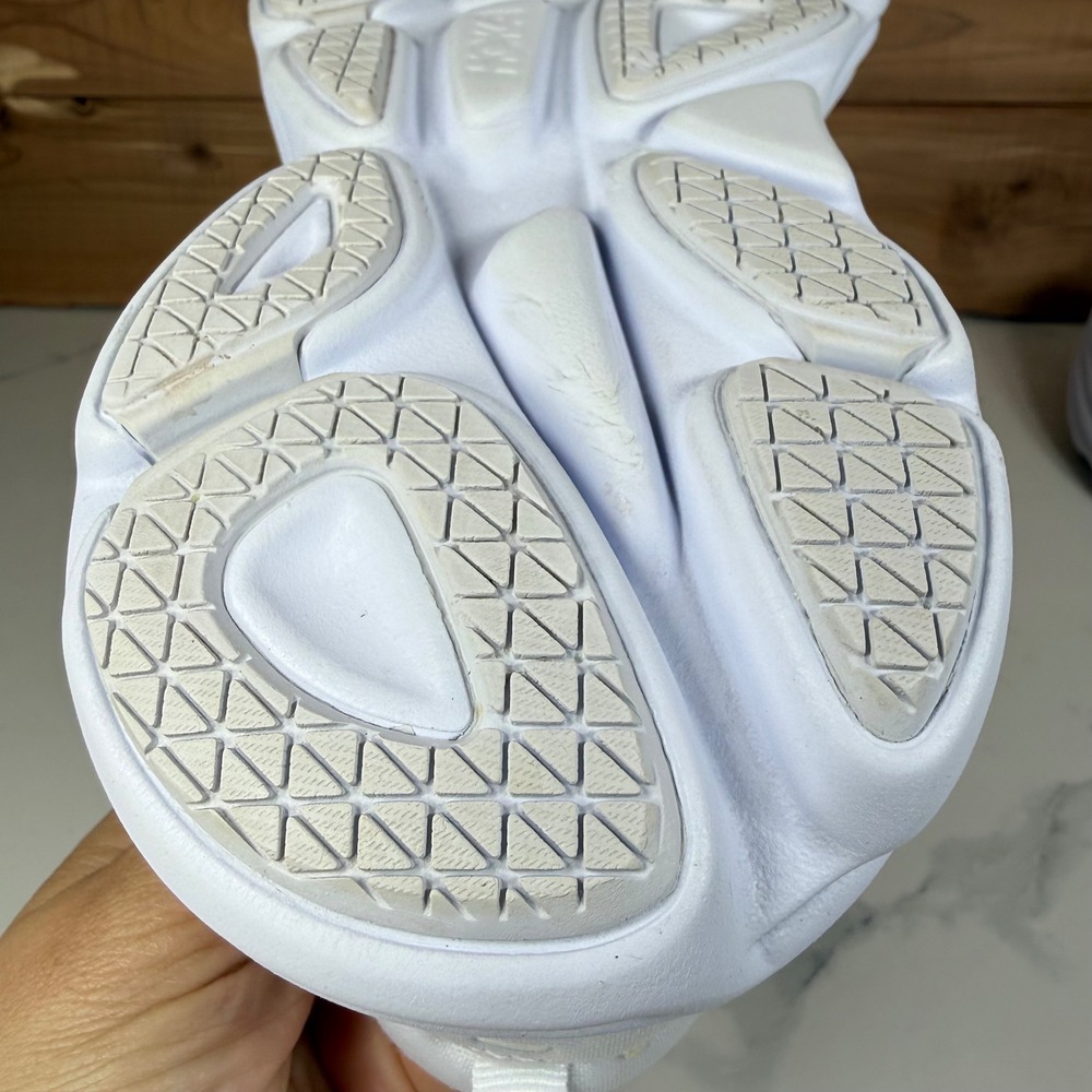 Hoka One One White Athletic Running Shoes with Subtle Gold Trim - Picture 14 of 16